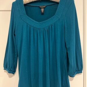 Banana Republic Teal Scoop-Neck 3/4 Sleeve Top